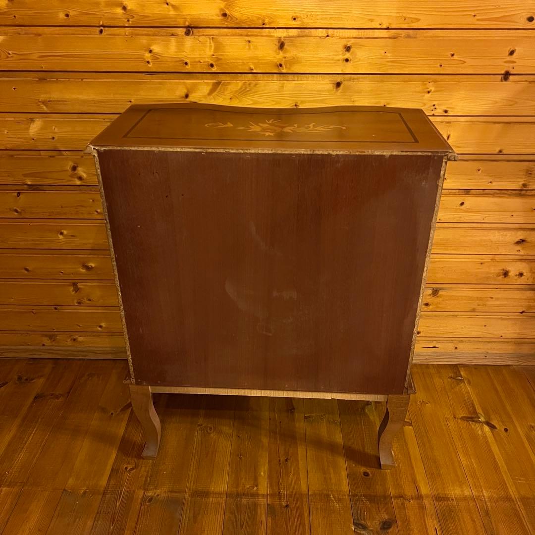 猫脚ヨーロッパ家具 象嵌細工 3段チェスト　アンティーク家具