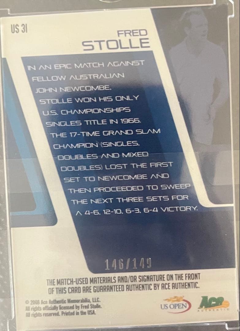 Fred Stolle US Open サイン入りカード