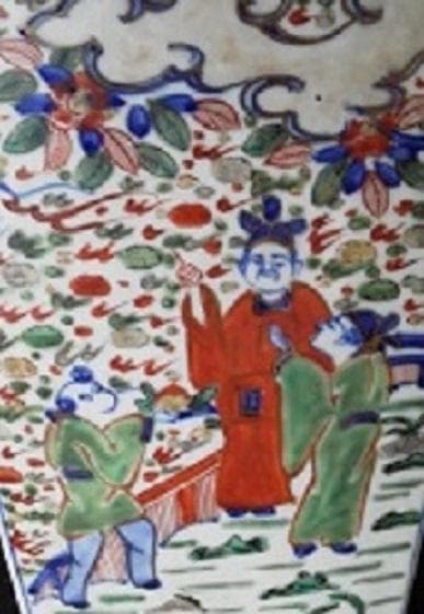 ＊中国古美術/五彩纏枝賢人龍紋隻耳四方大瓶（款：大明萬歴年製）