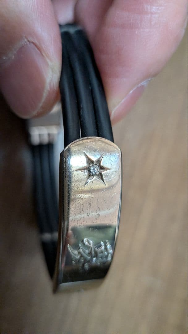 【本人実使用】星野仙一氏 愛用ブレスレット「夢」ダイヤ0.06ct シルバー製