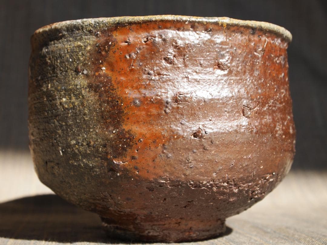 新作★高島聡平【師：伊勢崎淳】★備前山土茶碗★共箱・布