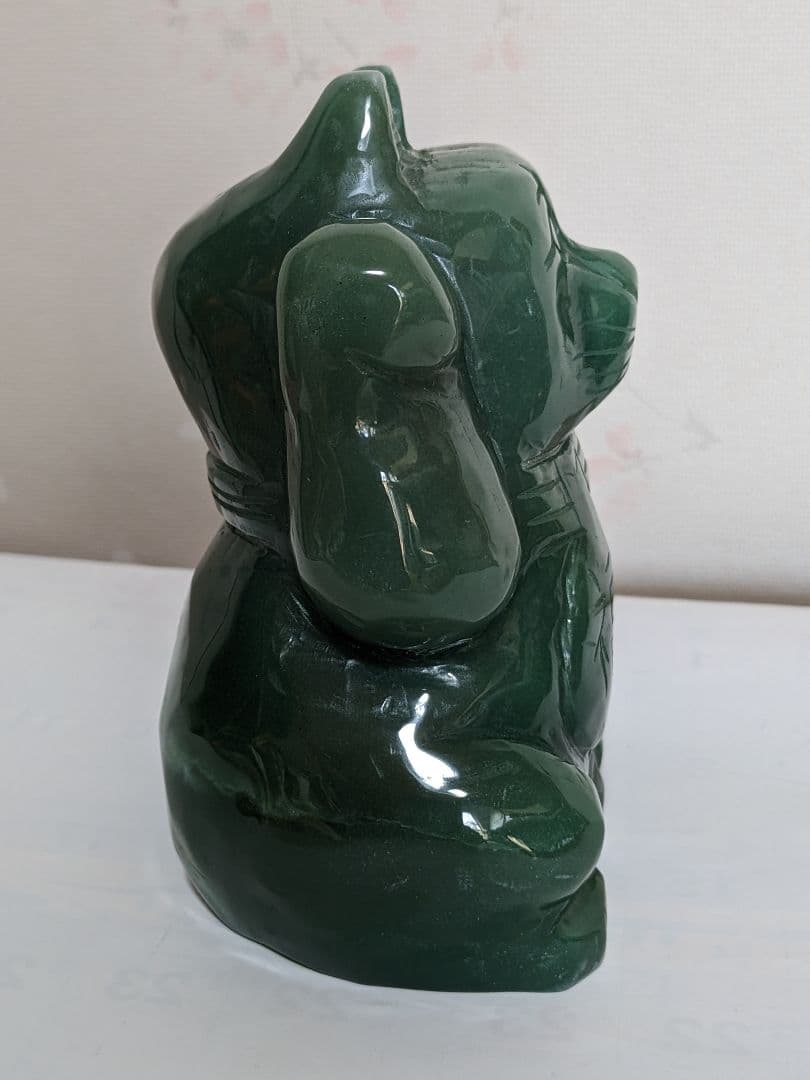 ♦天然石 招き猫 インド翡翠 アベンチュリン 開運 金運財運 千客万来 置物飾り