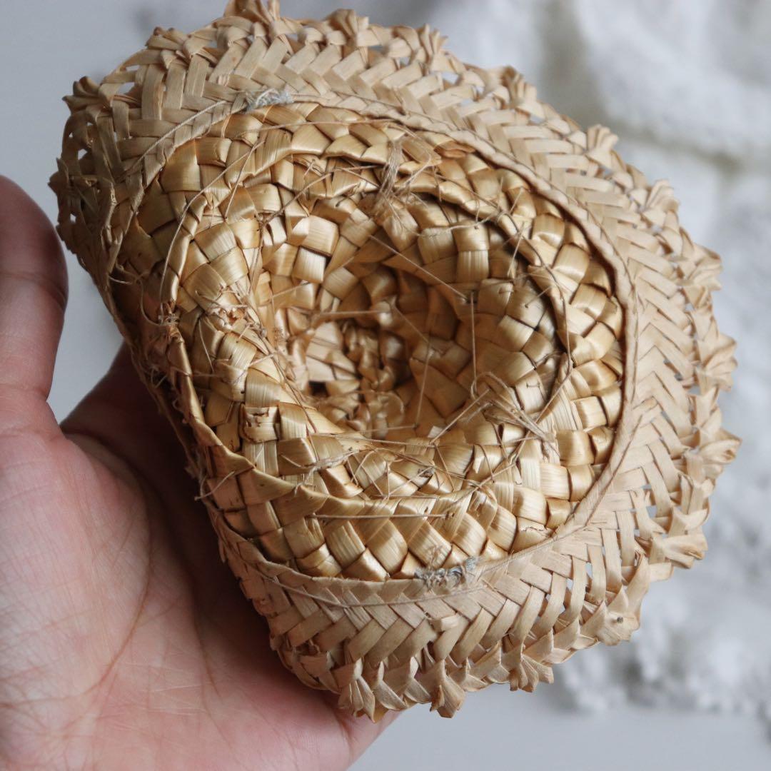 アンティーク　ドール用麦わら帽子　布花　テディベア　ビスクドール　ブライス