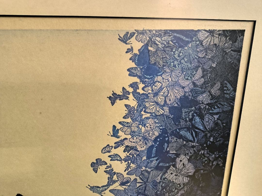 貴重！吉田千鶴子 大きい 版画 谷間の蝶