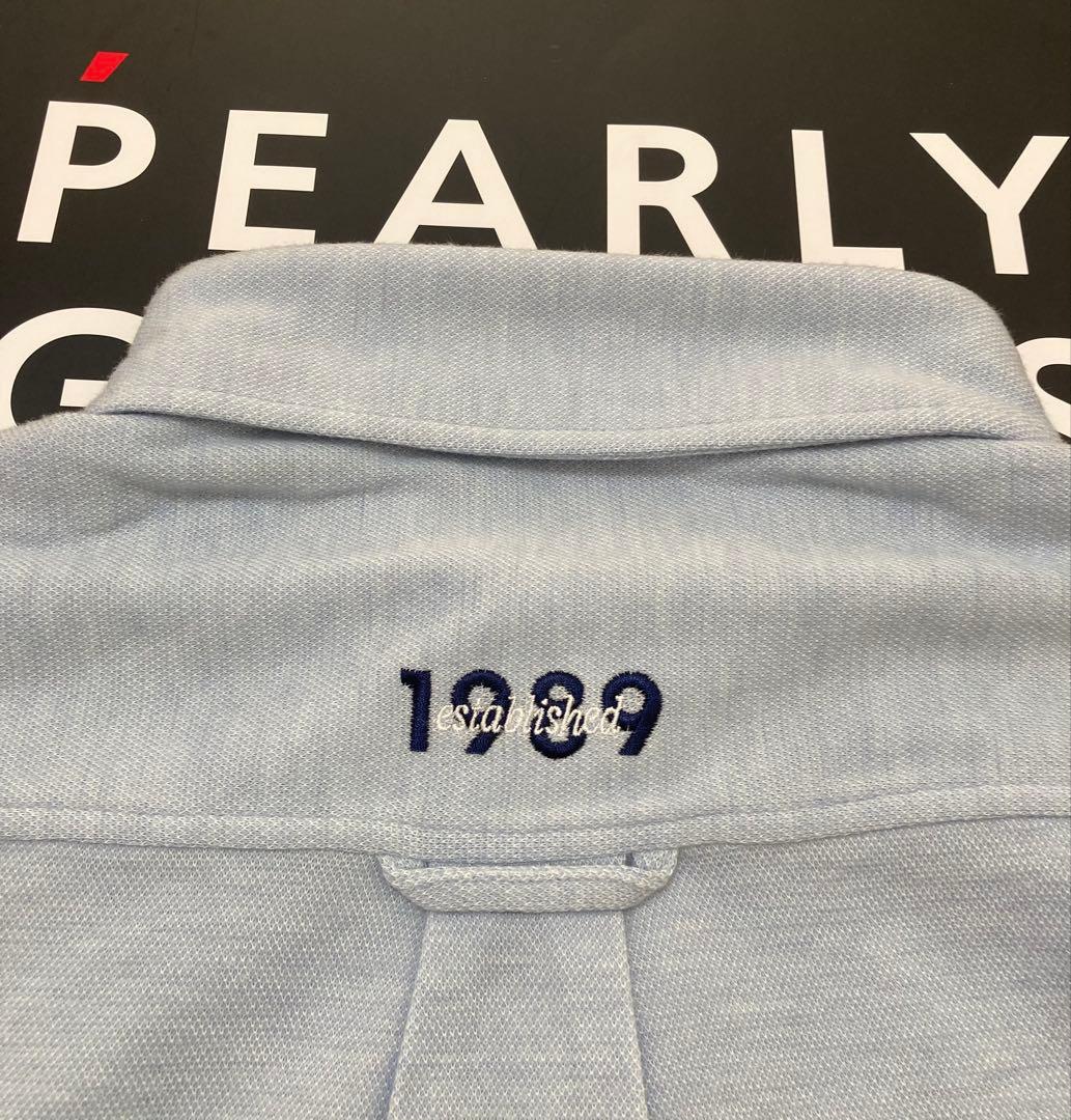 新品 パーリーゲイツ ストレッチカノコスムースピーチ 長袖ポロシャツ(5)L/青