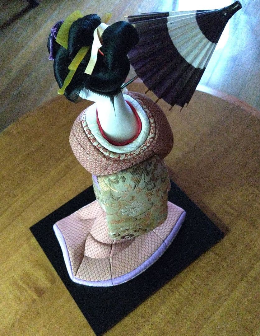 傘付き木目込人形 伝統的和服 約35cm