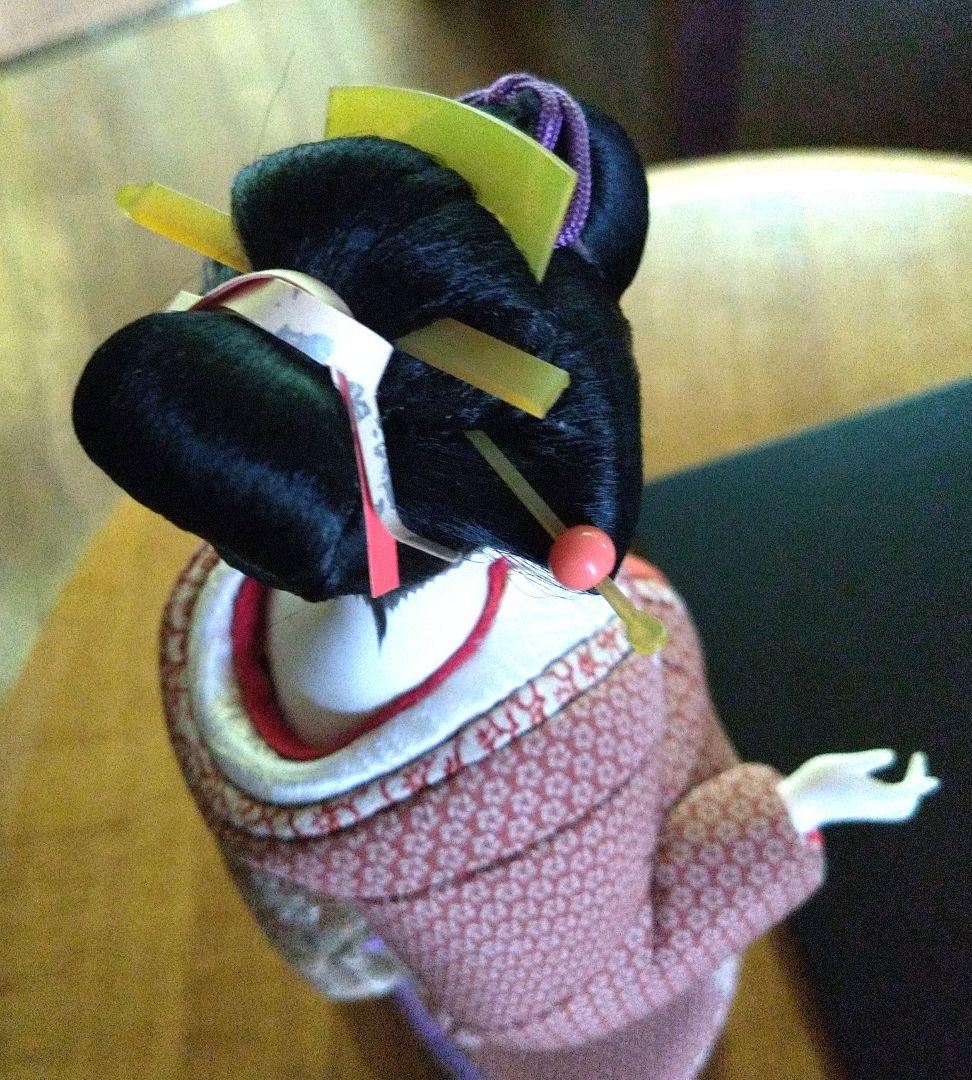 傘付き木目込人形 伝統的和服 約35cm