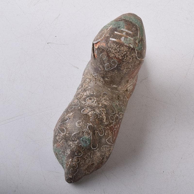 中国　天然石彫刻　銀象嵌彩色　神獣　紙鎮　置物　C　R8592