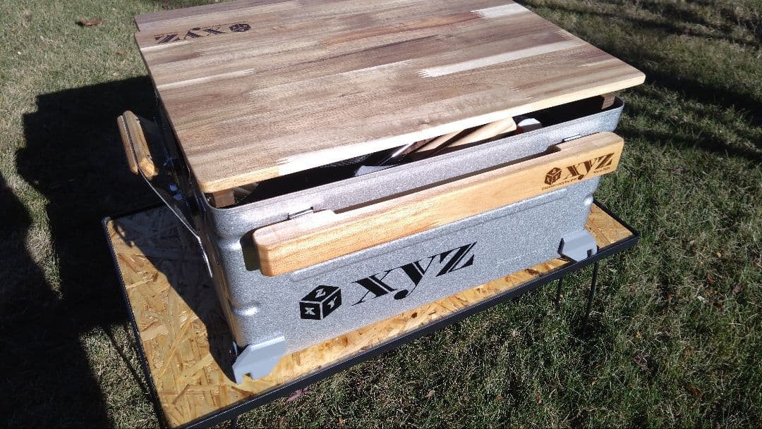 スノーピーク　シェルフコンテナ25用　スライド天板＆サイドテーブル＆サイドバー②