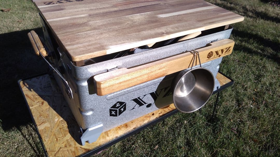 スノーピーク　シェルフコンテナ25用　スライド天板＆サイドテーブル＆サイドバー②