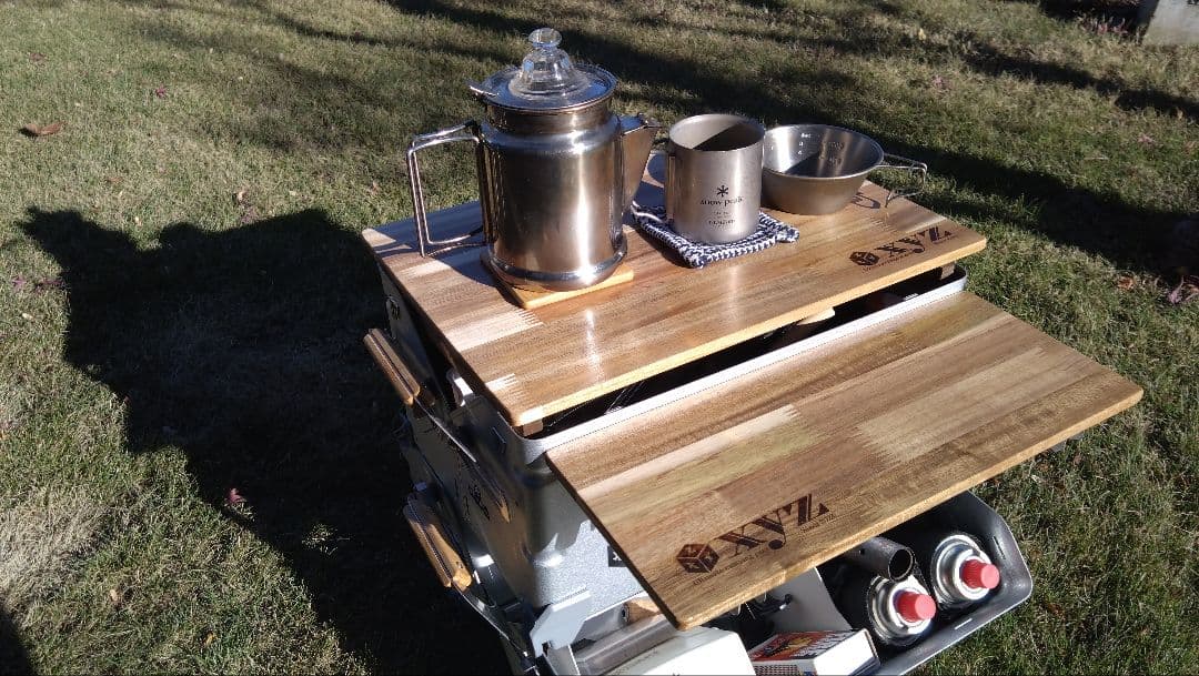 スノーピーク　シェルフコンテナ25用　スライド天板＆サイドテーブル＆サイドバー②