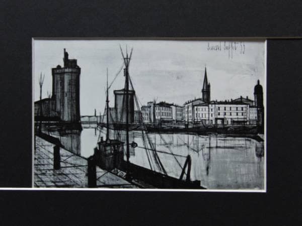 ベルナール・ビュッフェ 、「 ラ・ロッシェルの港」、画集画、額付