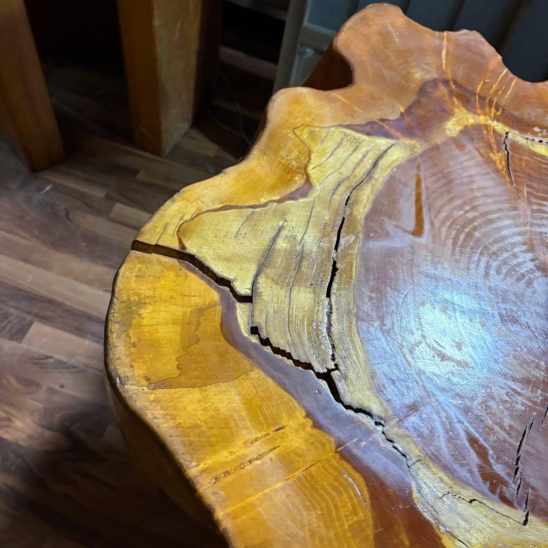 ①送料設置込み　丸太　切り株　ダイニングテーブル　　おそらく欅