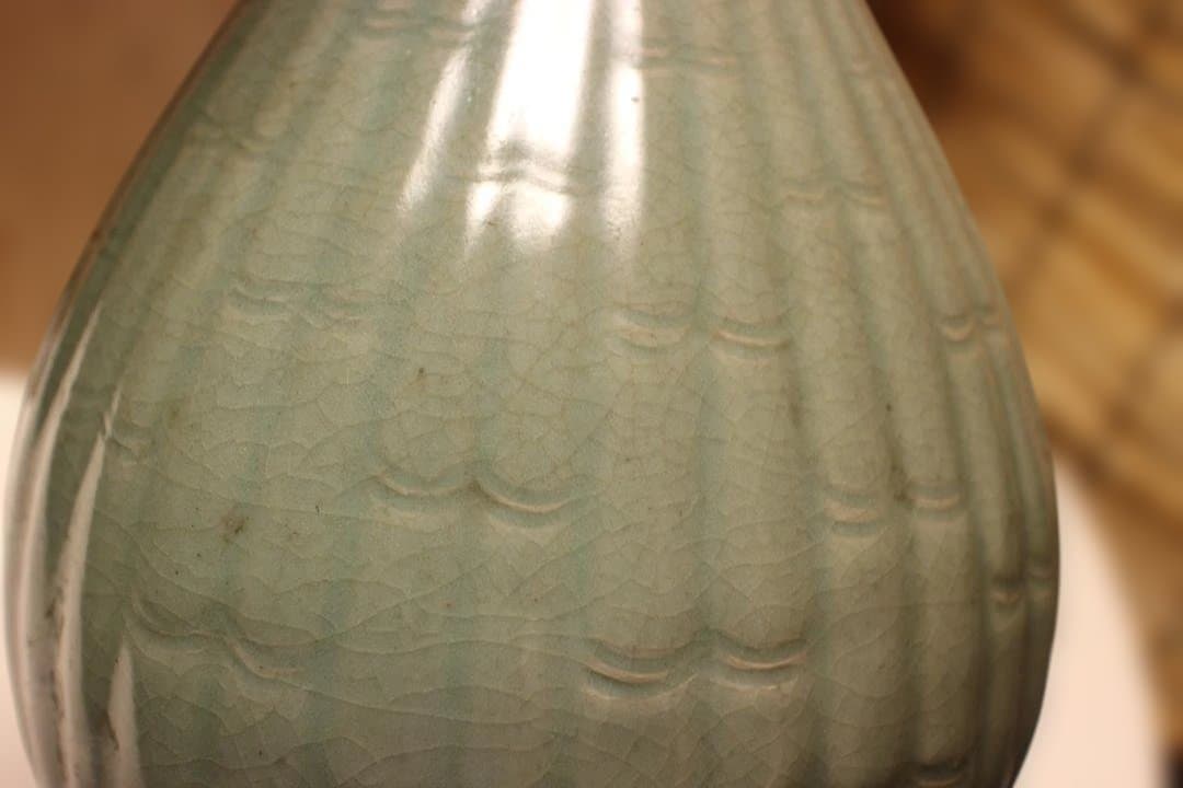 艶雅 高麗青磁竹節文特 大花瓶　徳利 龍泉窯 仏教美術 骨董 茶道具 茶