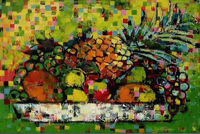 油絵 菅家令子 絵 絵画 インテリア uF6-061103 果物 静物