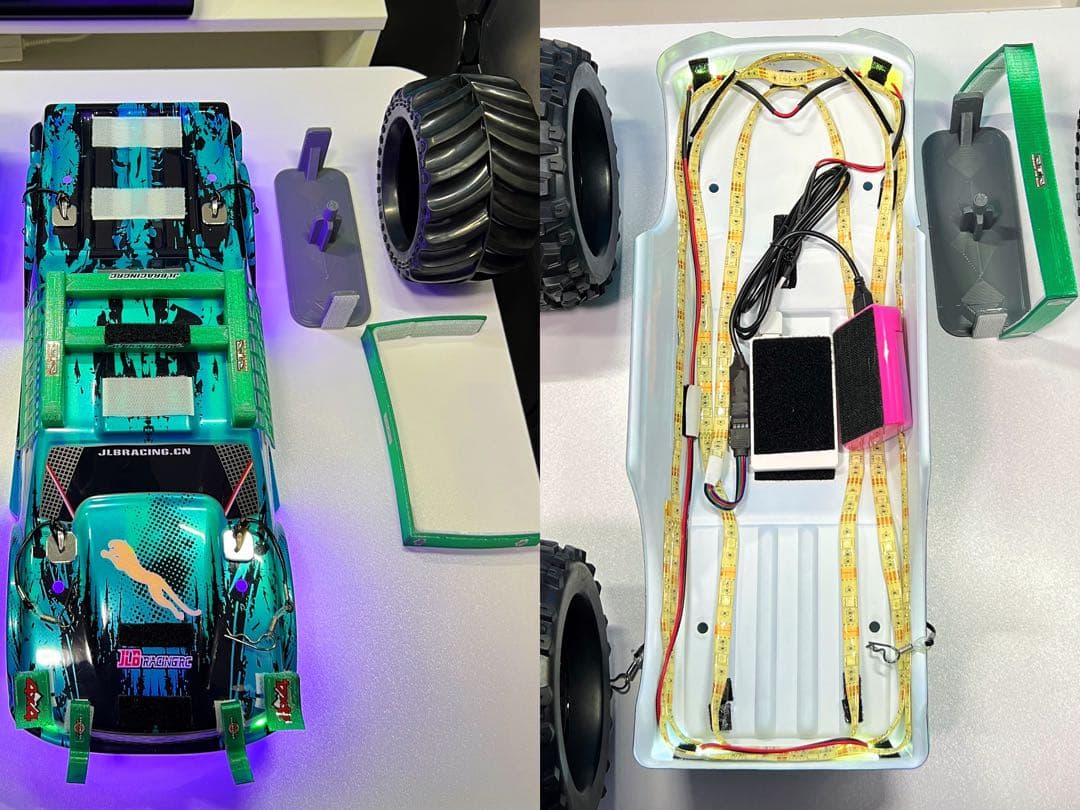 JLB Cheetah 11101 手工改装版 灯光モデルフィギュア&暴力大脚怪