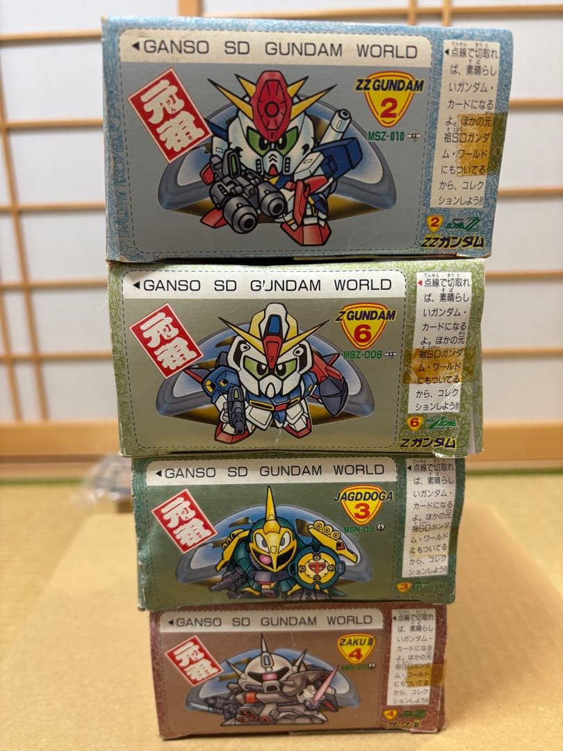 【当時物】元祖SDガンダム初期4体セットΖ／ZZ／ザクIII／ヤクト　箱・説あり