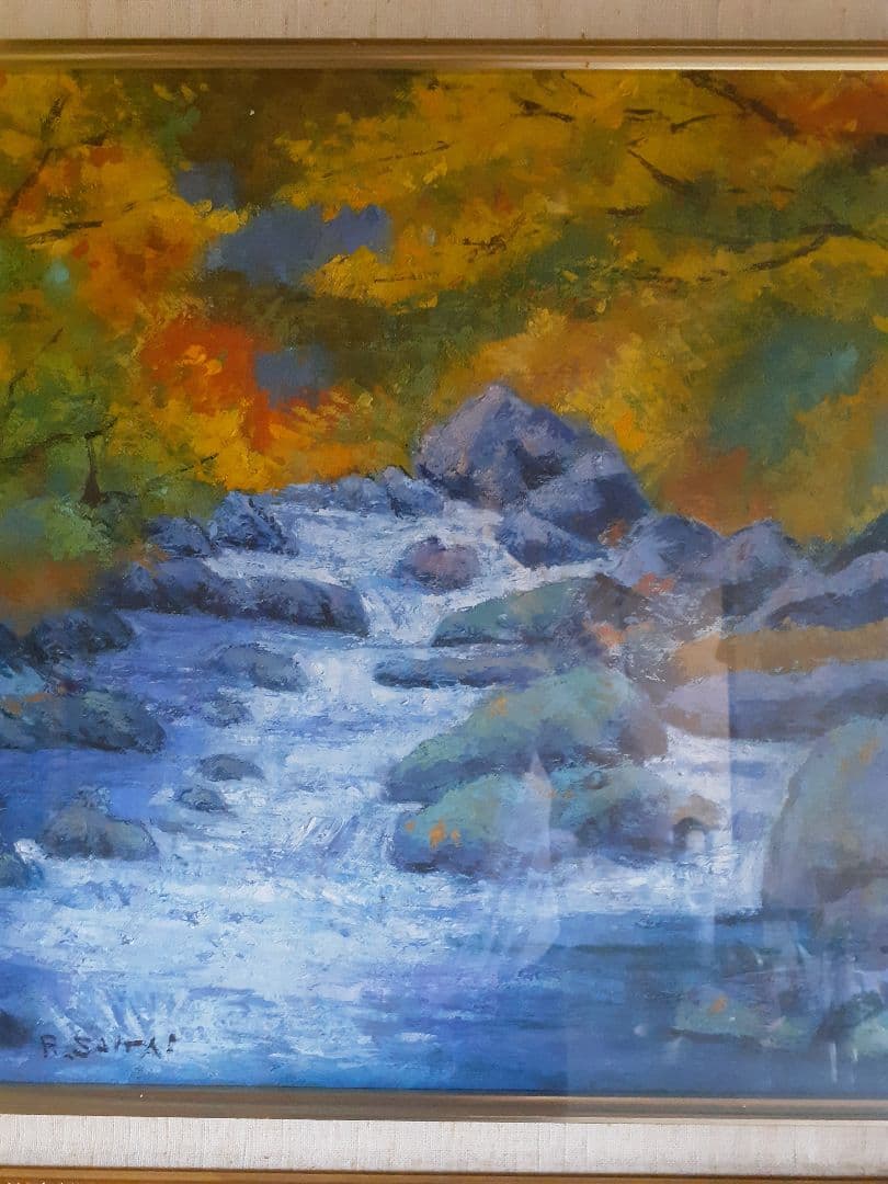 ト*ー様 酒井良太郎　秋溪　湯川溪谷　 油彩画 　F8号