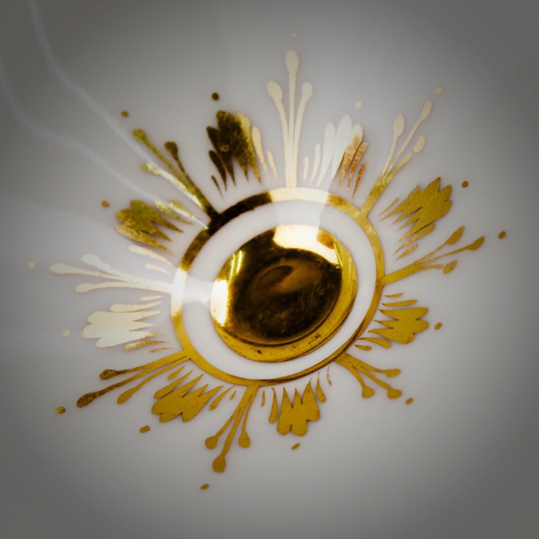 ドレスデン磁器 ドナー工房 モノグラム＆ターコイズ ブイヨンカップ＆ソーサー