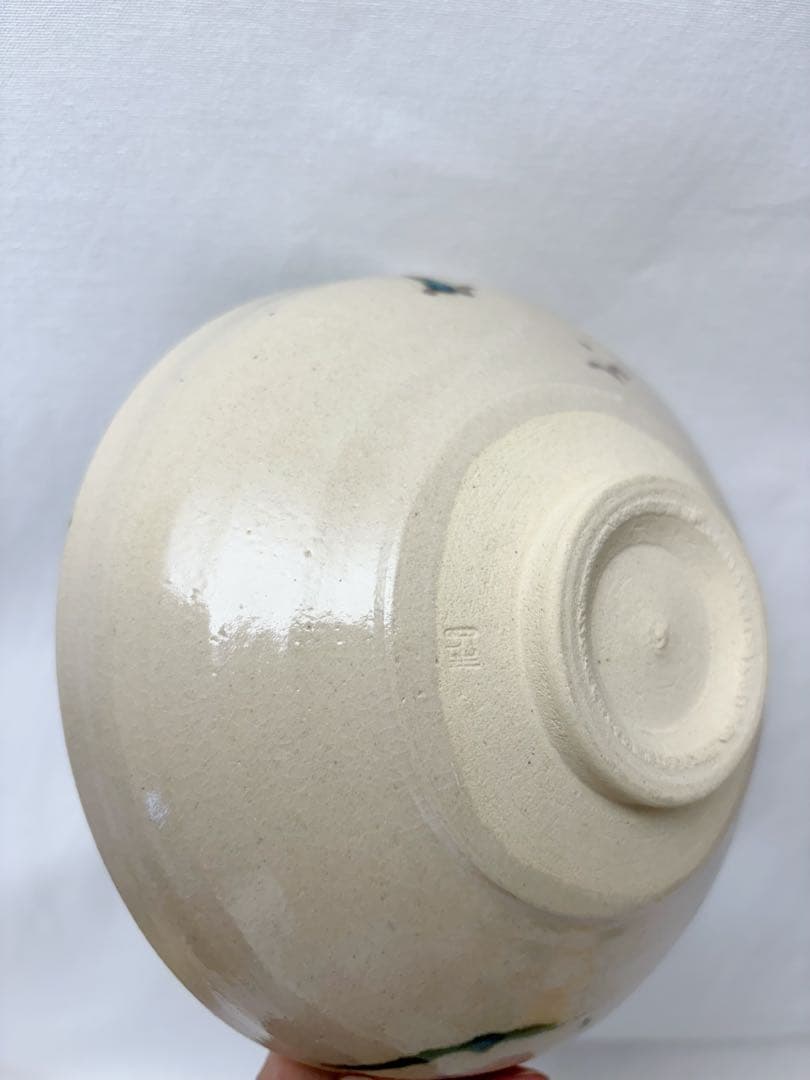 未使用 茶道具 川本了生作 弥七田織部 馬盥茶碗 陶印 煎茶道具 馬盥型 共箱