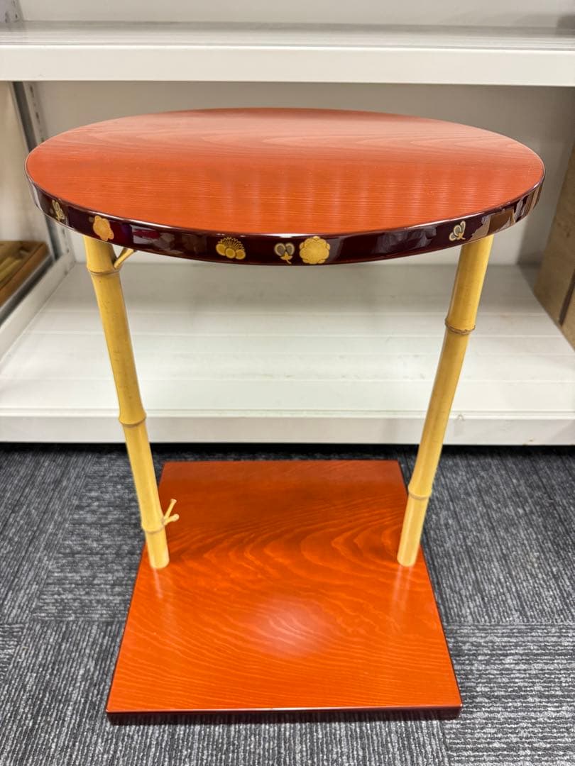 平安満樹　松摺漆 三友棚 赤色