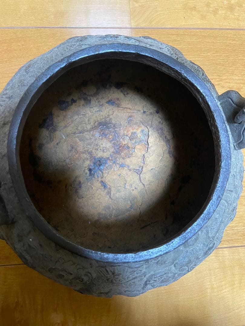 【龍文堂造】 鉄瓶 彫刻模様 アンティーク 工芸品