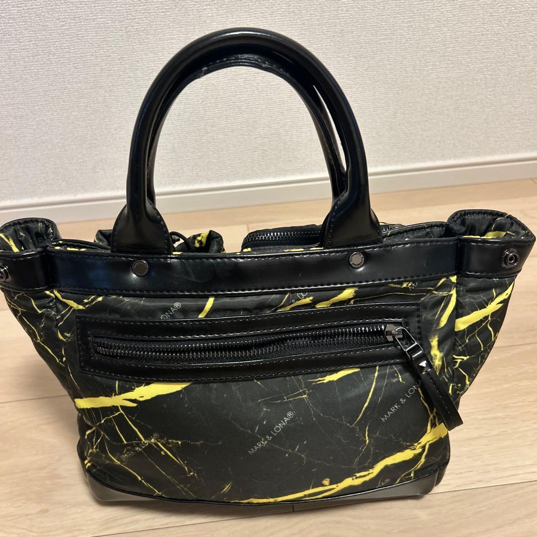 MARK&LONA カートバック　マーブルトートバッグ 黒/黄