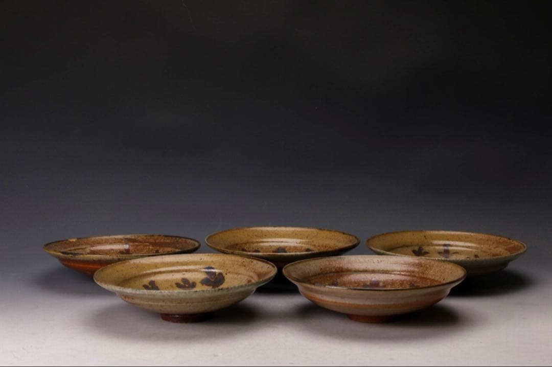 中里隆　唐津焼　絵唐津　6寸皿　5客セット　中里太亀　中里健太　中里重利　登り窯