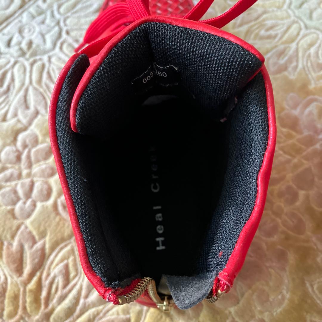 ヒールクリークスニーカーレディース レッド ハイカットVibramソール　ゴルフ