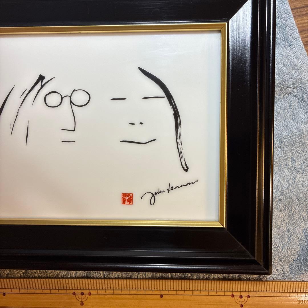 ジョン・レノン 陶器画 フレーム付き 約30cm x 40cm