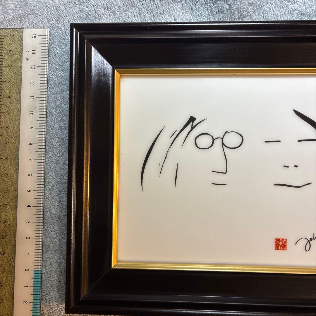 ジョン・レノン 陶器画 フレーム付き 約30cm x 40cm