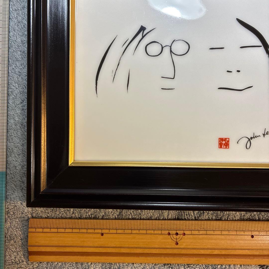 ジョン・レノン 陶器画 フレーム付き 約30cm x 40cm