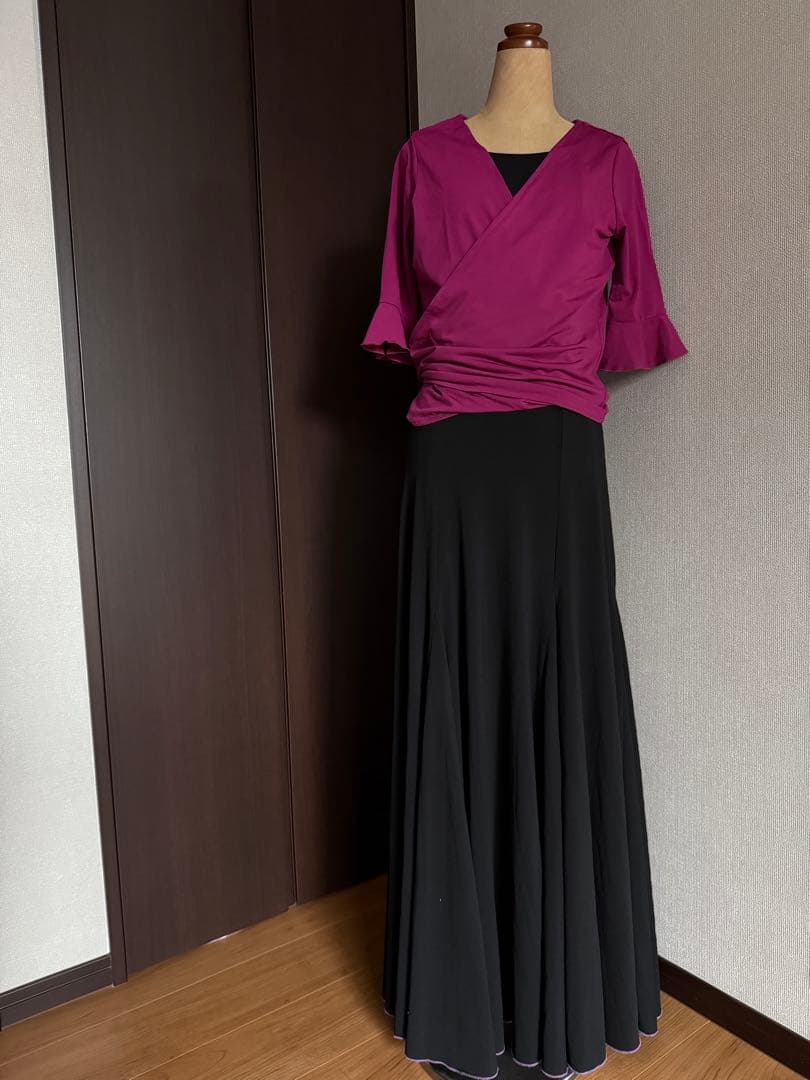 フラメンコ　リバーシブルニットワンピース　黒紫　ボレロセット　アルマフラメンカ