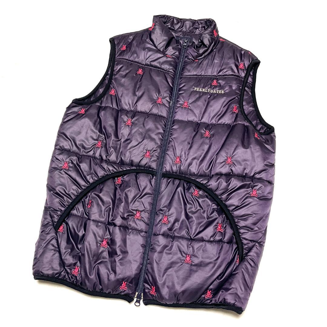 【フォロー割】 美品 パーリーゲイツ 中綿ベスト サイズ5 肉厚 パープル