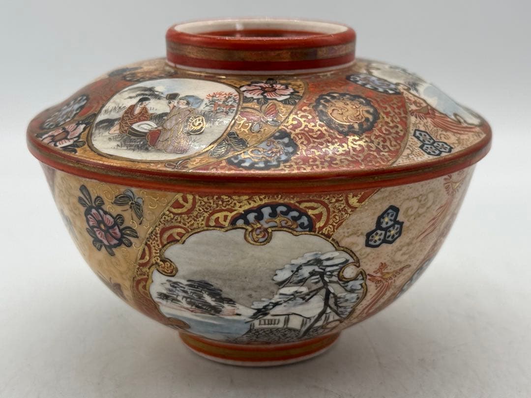 明治　極上　九谷　蓋茶碗③ 九谷谷口造　送料込み250130