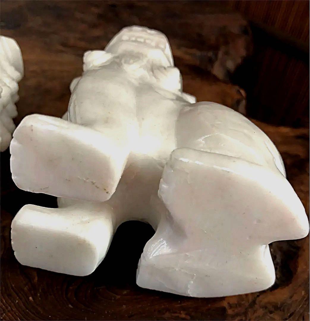 中国美術 獅子 古白玉 彫刻 一対