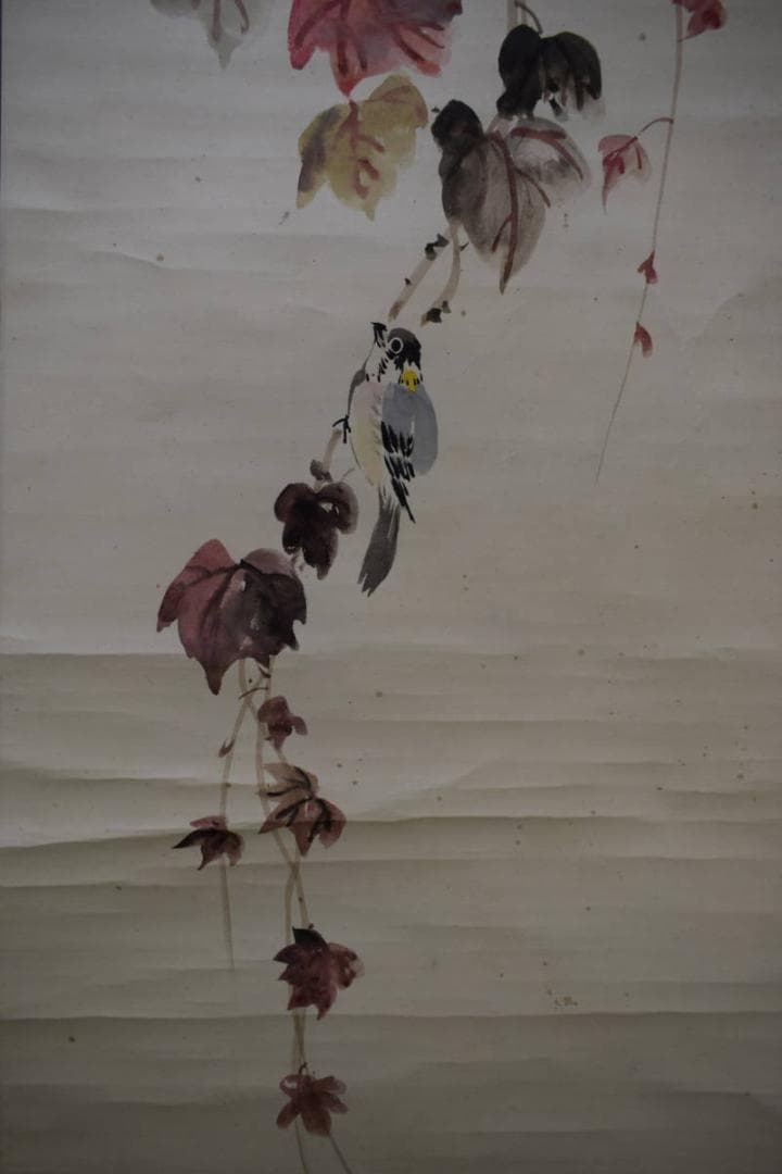 模写/浅井忠/小禽図/布袋屋掛軸HH-901