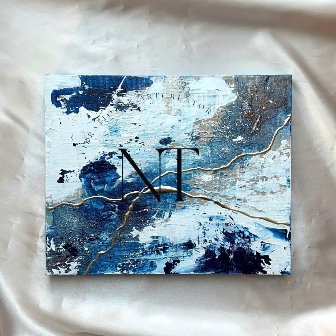 アート　絵画　インテリア　抽象画　テクスチャー　ホテル　青　海　ブルー　ギフト