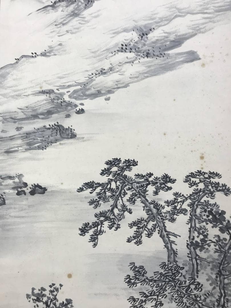 【真作】佐竹永陵/秋崖渓居/山水図/掛軸/名家伝来/AD-940