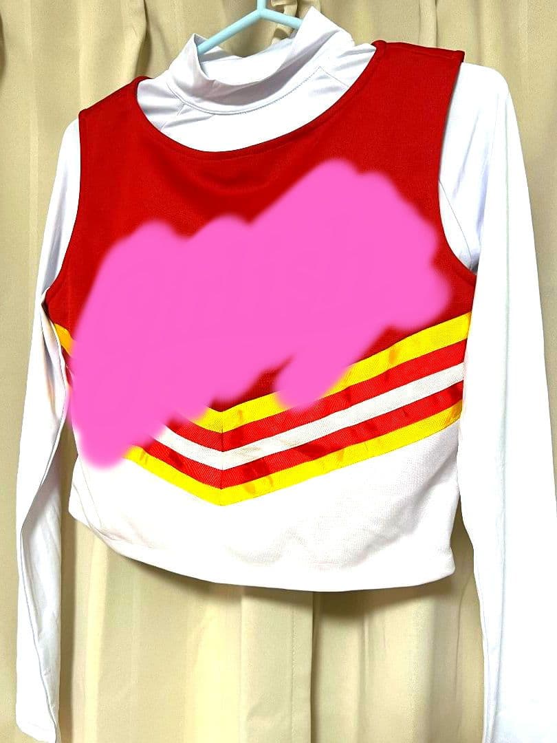 チアリーディングウェア 赤 白 ストライプ