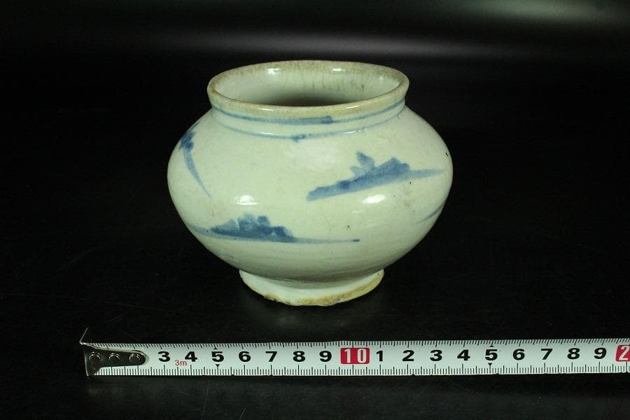 古美術 李朝 染付 壷(K-A636)