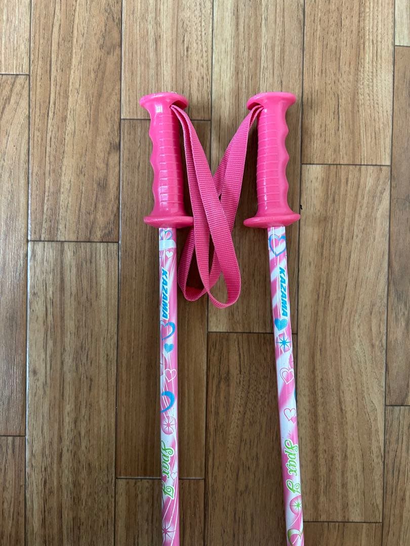 Kazama ジュニア　スキー板 136cm ストック ビンディング付き