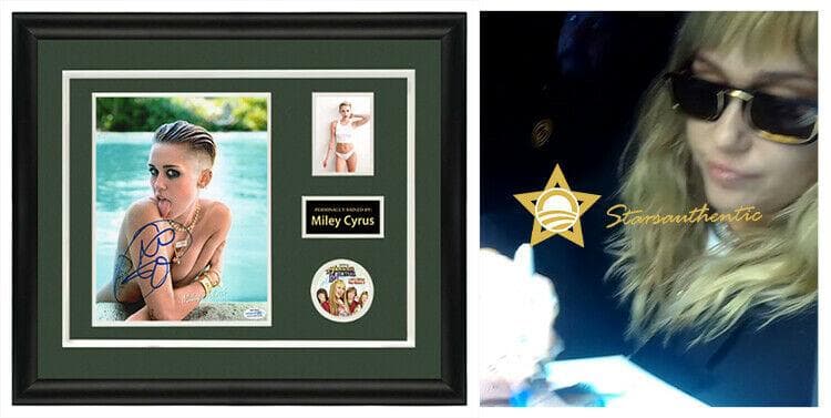 直筆サイン入り写真 マイリー・サイラス  歌手 俳優/フレーム別/SA鑑定済