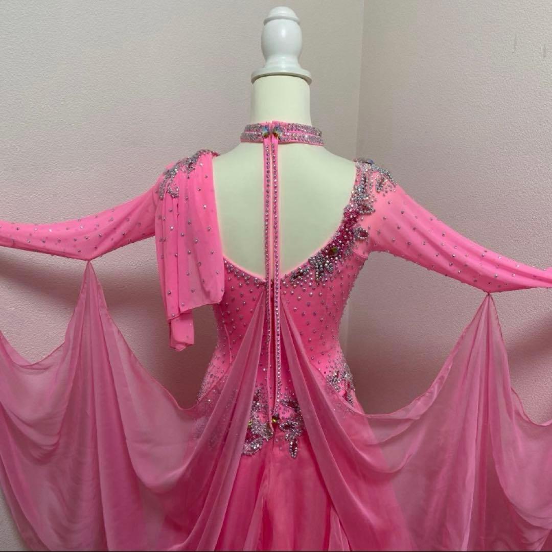 【美品】社交ダンスドレス ピンク チョーカー付　9号