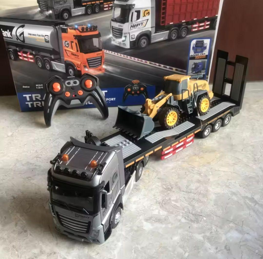 【新品】重機運搬トレーラー ラジコン 鉄製！リアルサウンド＆LEDライト搭載