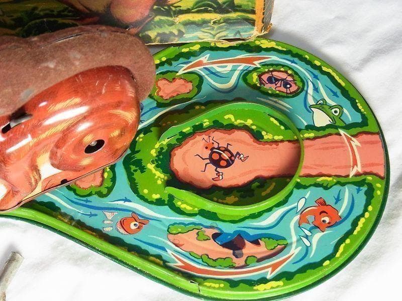 【希少】水車を回す ブリキのリス おもちゃ １９５０年代　光球商会製【箱付き】