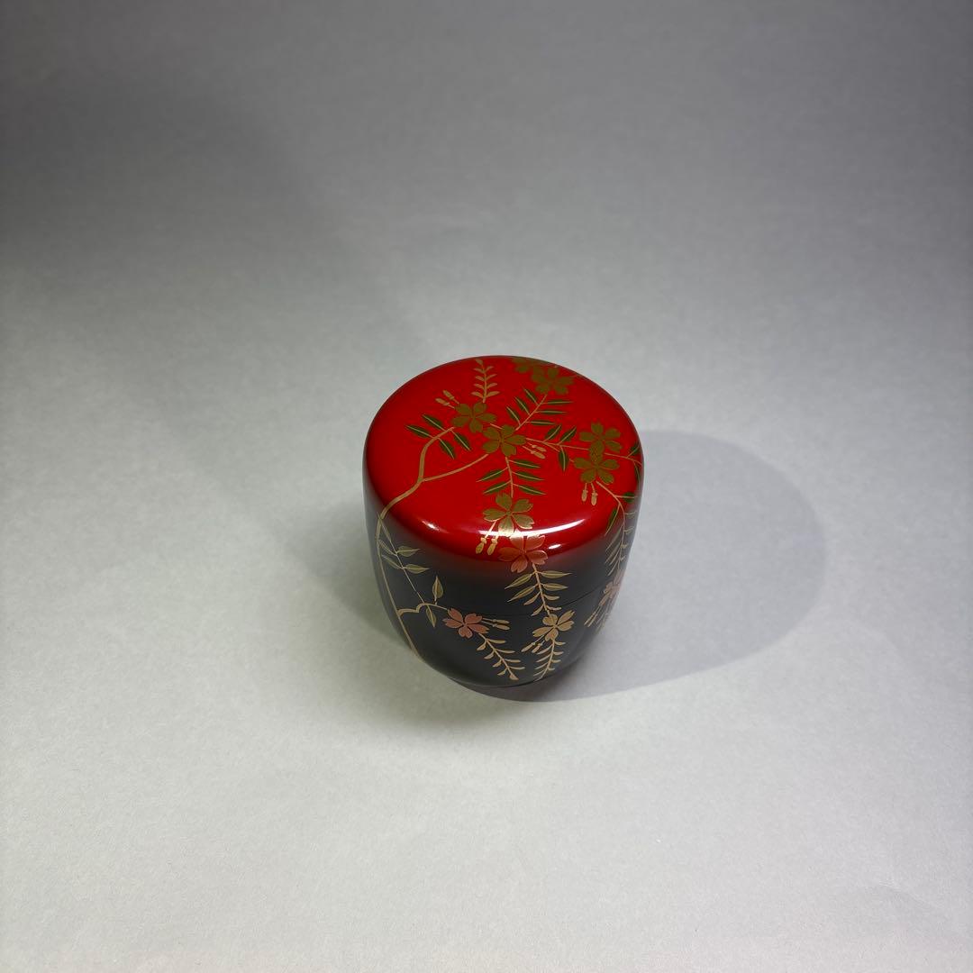 (未使用)中村宗悦　ボカシ塗 枝垂桜　大棗(桐箱入)