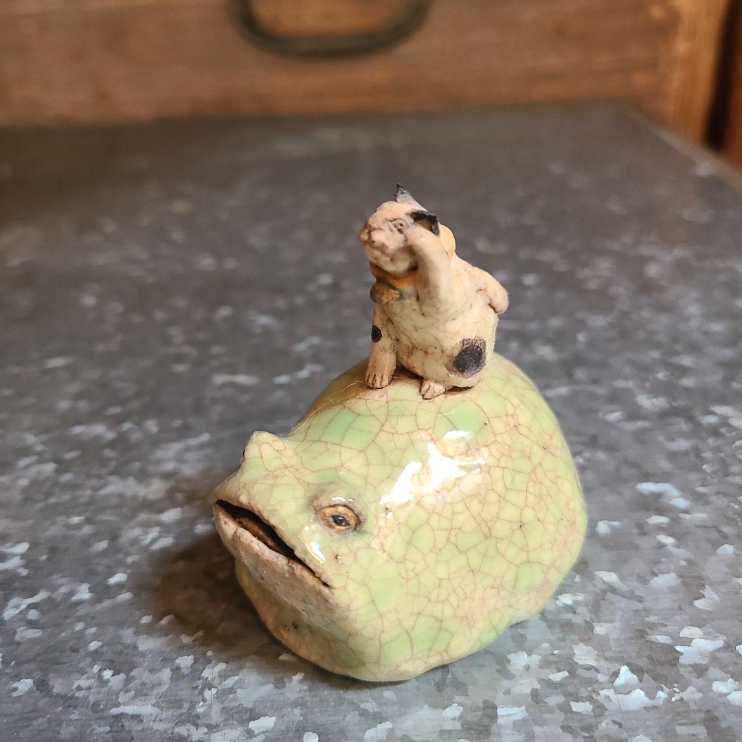 陶芸家 相場るい児　蛙　招き猫　水滴　現代アート