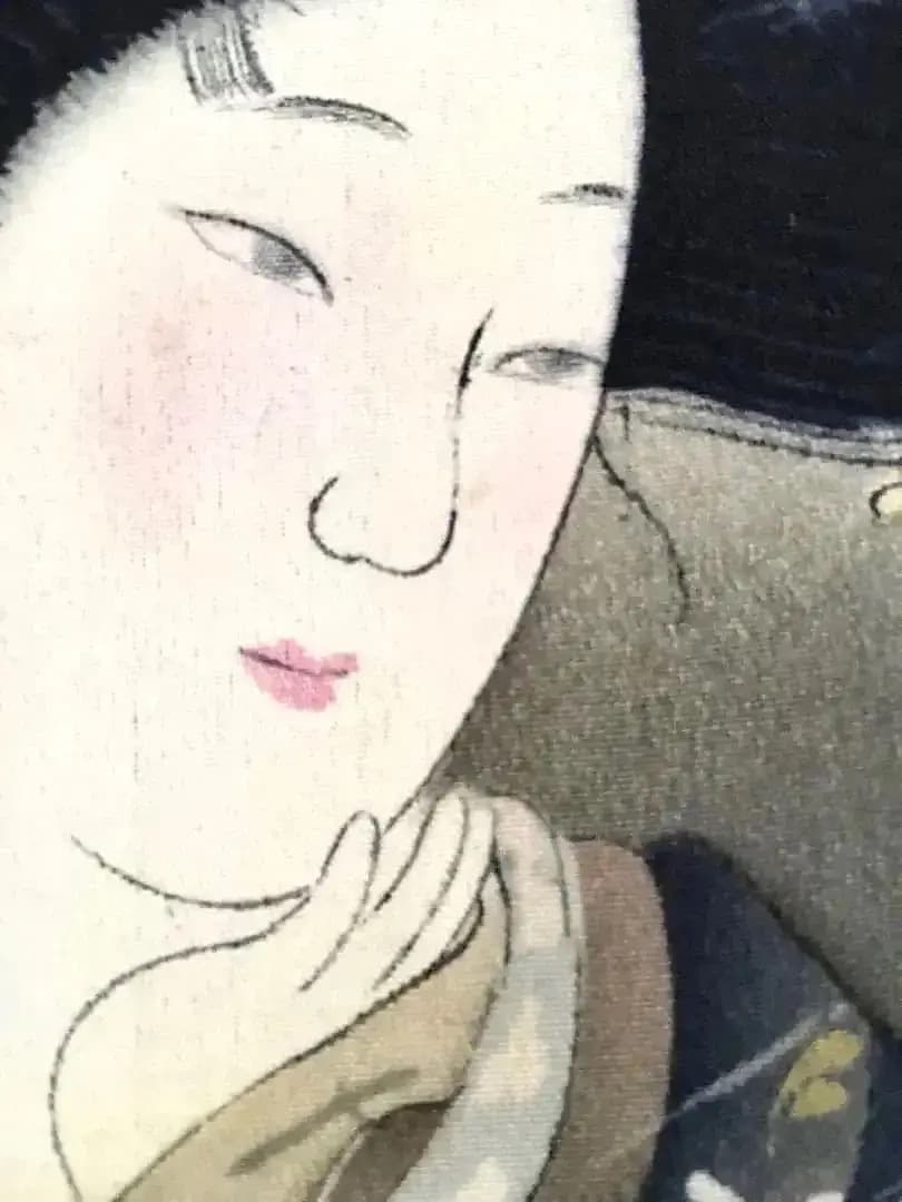 浮世絵美人画 男物長襦袢 江戸の風情 手描き時代物 Antique Ukiyoe