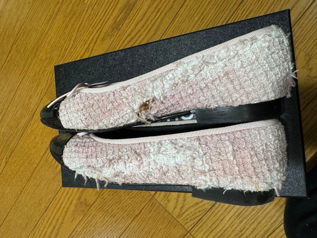 CHANEL フラットシューズ ピンク 36.5 ツイード 23サクラ　シャネル